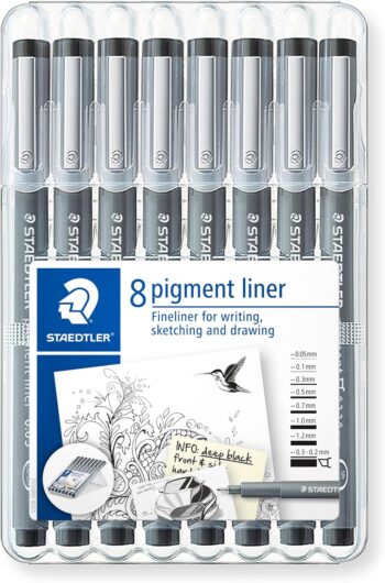 Staedtler Waterfast Fadeproof Fineliner Pigment Liner, Wallet of 8, (308 SB8)