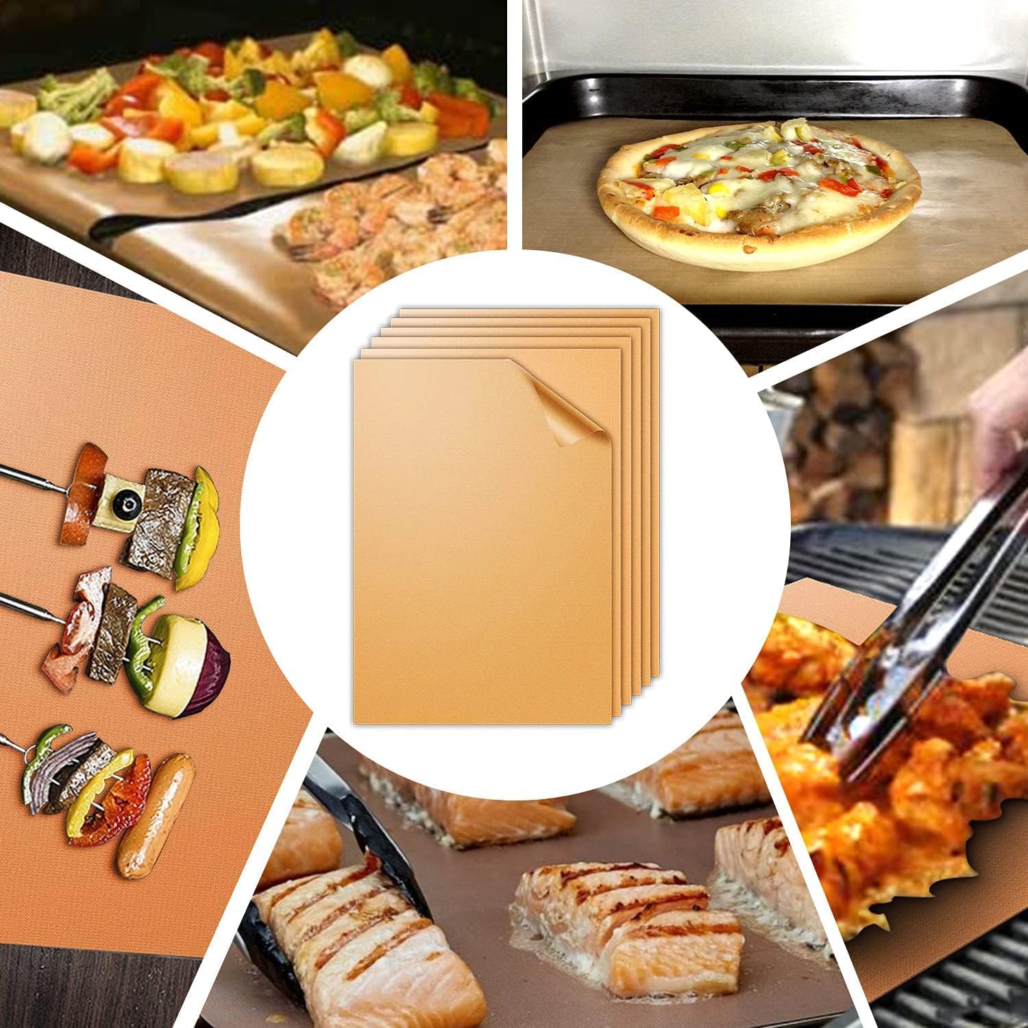 BBQ Grill Mat, 8 Pack(6 Solid Mats * 2 Mesh Mats) Non-Stick BBQ Baking Mats - Image 8
