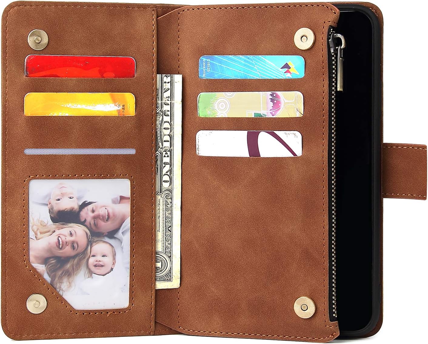 For iPhone 11 6.1" Tempered Glass Screen Protector and Leather Flip Wallet Case - Image 5