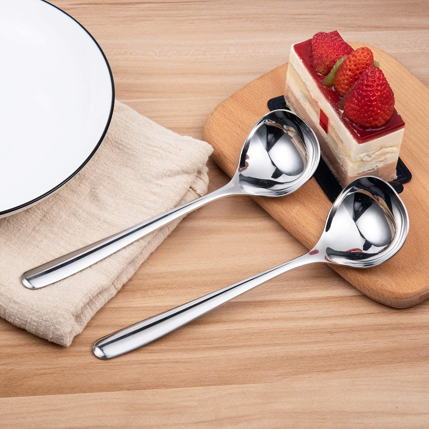 8-Inch Mini Sauce Gravy Ladle SUS304 Stainless Steel Deep Serving Soup Spoon - Image 6