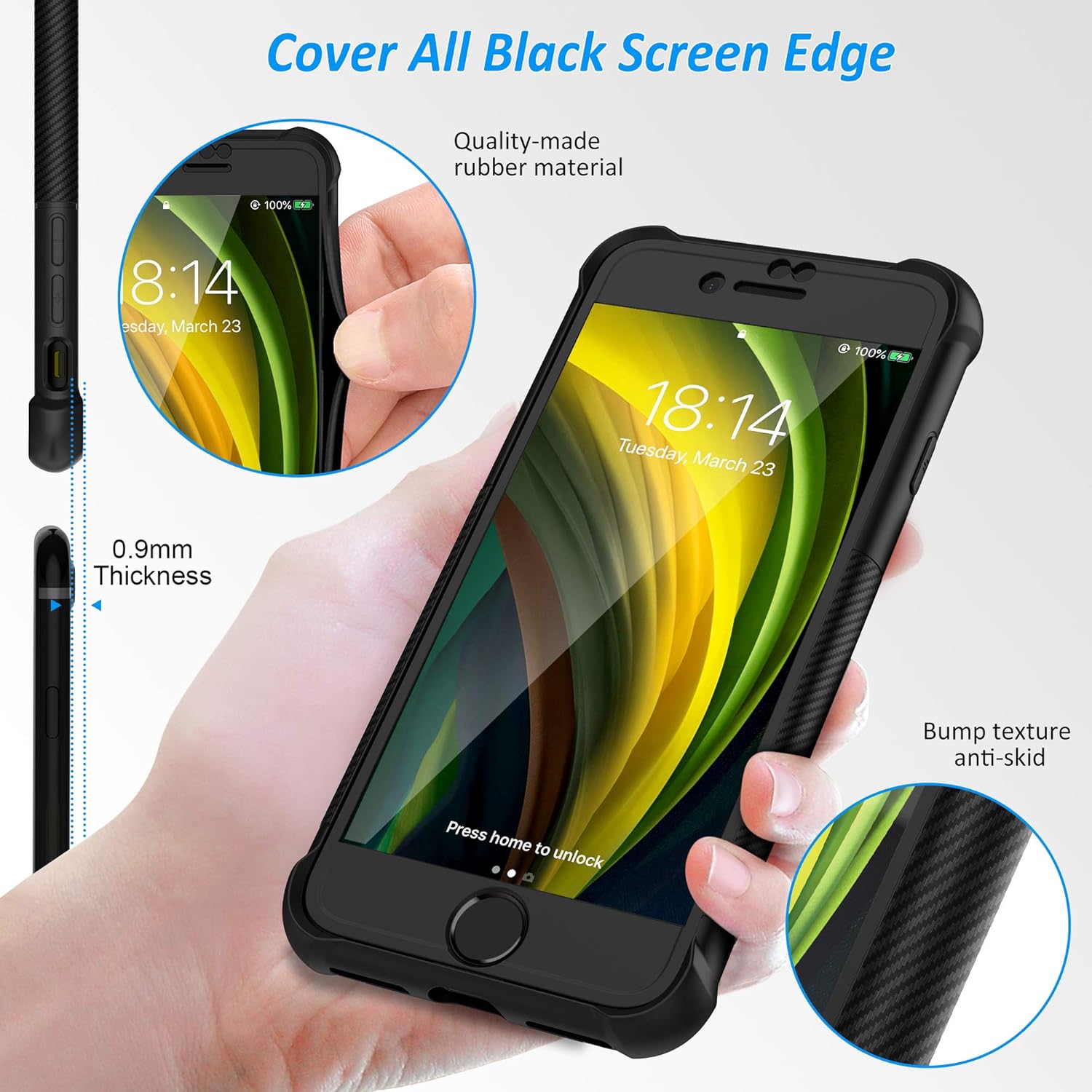 iPhone SE 2022/2020, iPhone 7/8 Heavy Duty Protective Cover- Black - Image 5