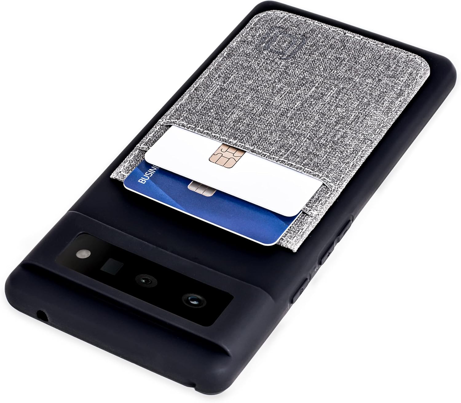 Google Pixel 6: Liquid Silicone Synthetic Leather Wallet Case (Black/Grey)