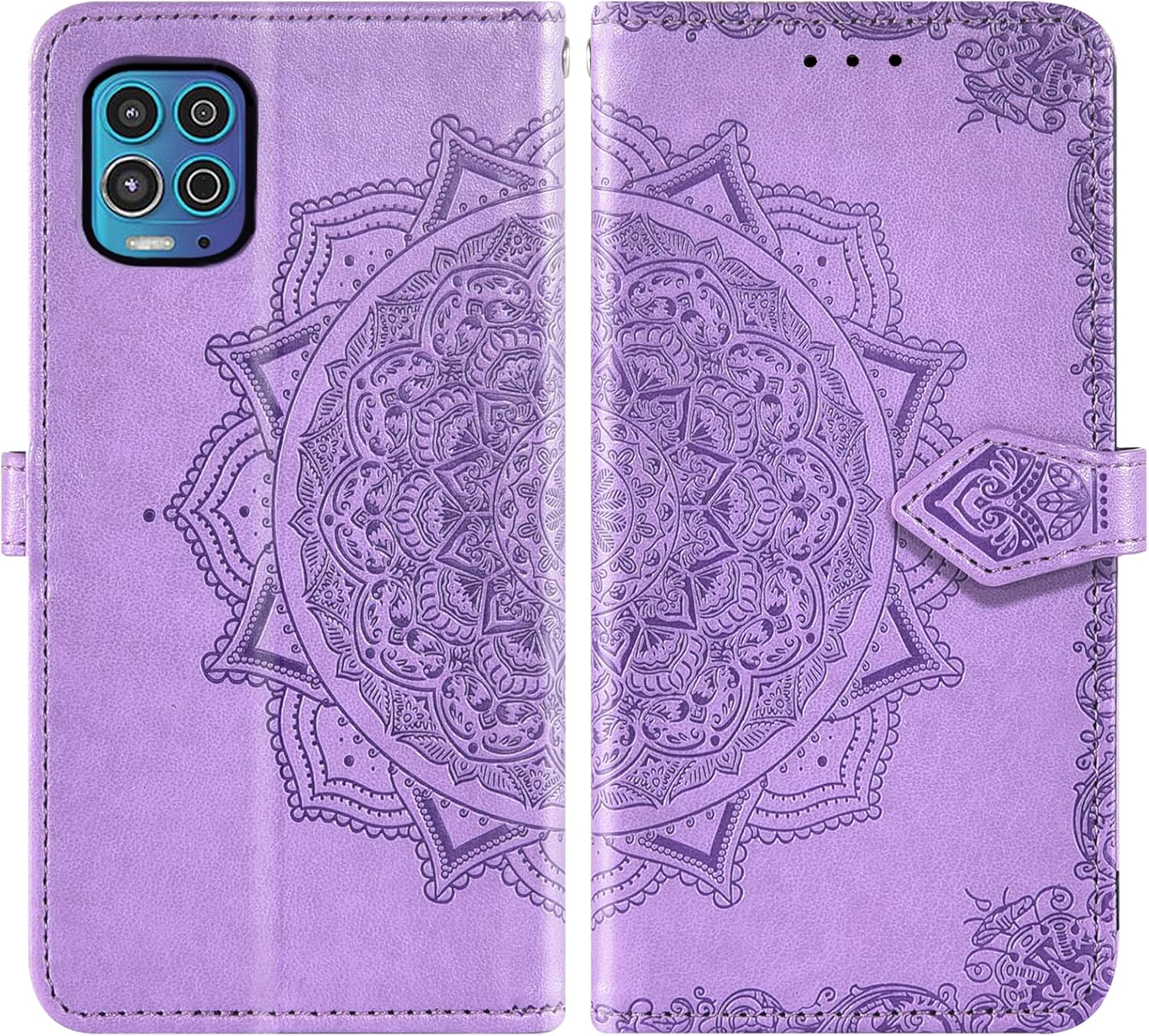 For Motorola Moto G100 5G Tempered Glass Screen Protector Flip Wallet Case - Image 4