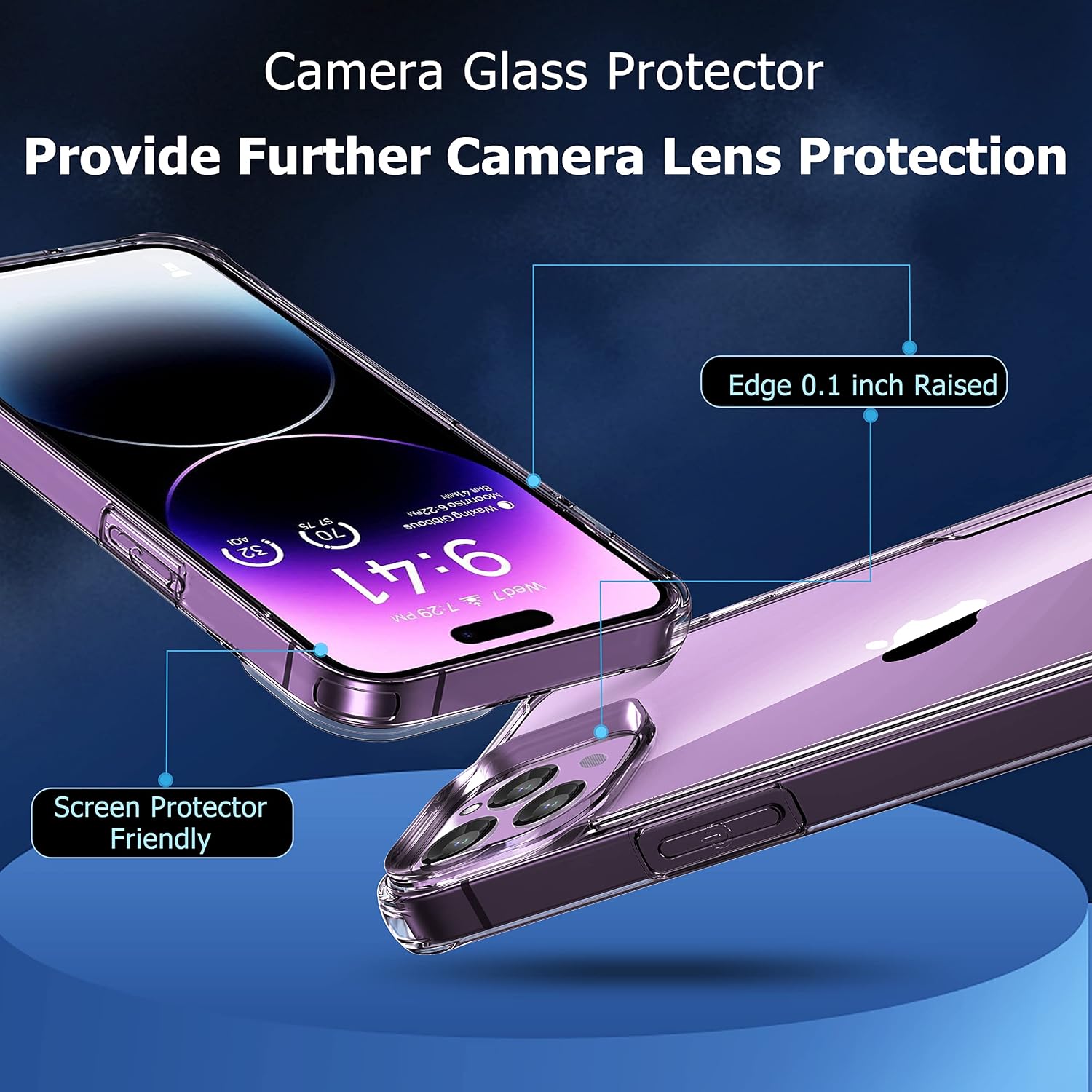 For iPhone 14 Pro Clear Protective Case with 2 x Tempered Glass Screen Protector - Image 5