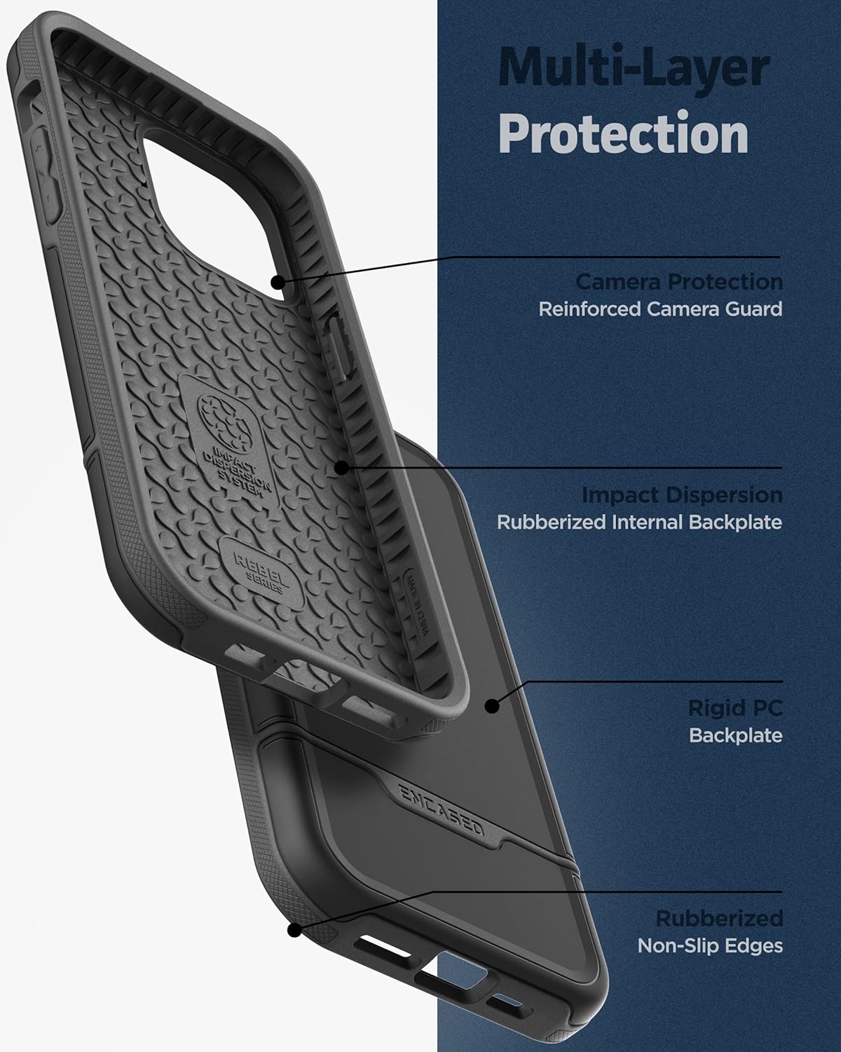 For iPhone 14 PRO MAX Case Ultra Protective Case w Tempered Screen - Black - Image 4
