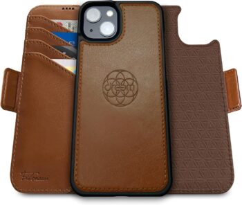 For iPhone 15 Wallet Case 2-in-1 Shockproof Luxury Leather Case with RFID