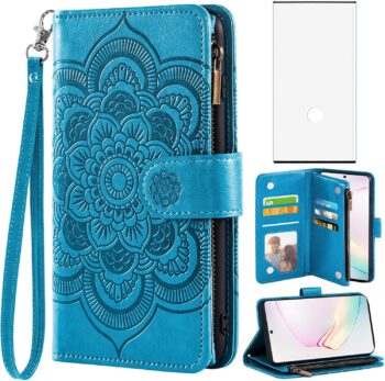 Samsung Galaxy Note 10+ 5G Wallet Case and Tempered Glass Screen Protector