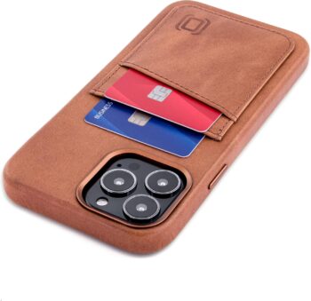 Genuine Leather Card Case for iPhone 13 Pro Max Metal Plate for Mounting
