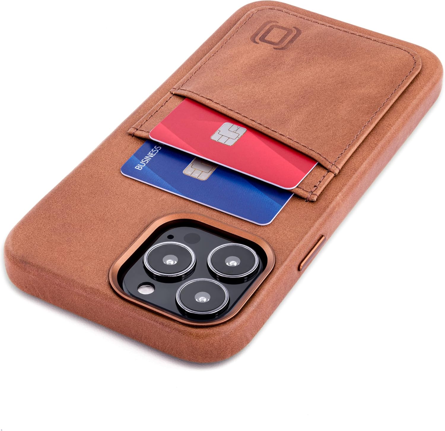 Genuine Leather Card Case for iPhone 13 Pro Max Metal Plate for Mounting