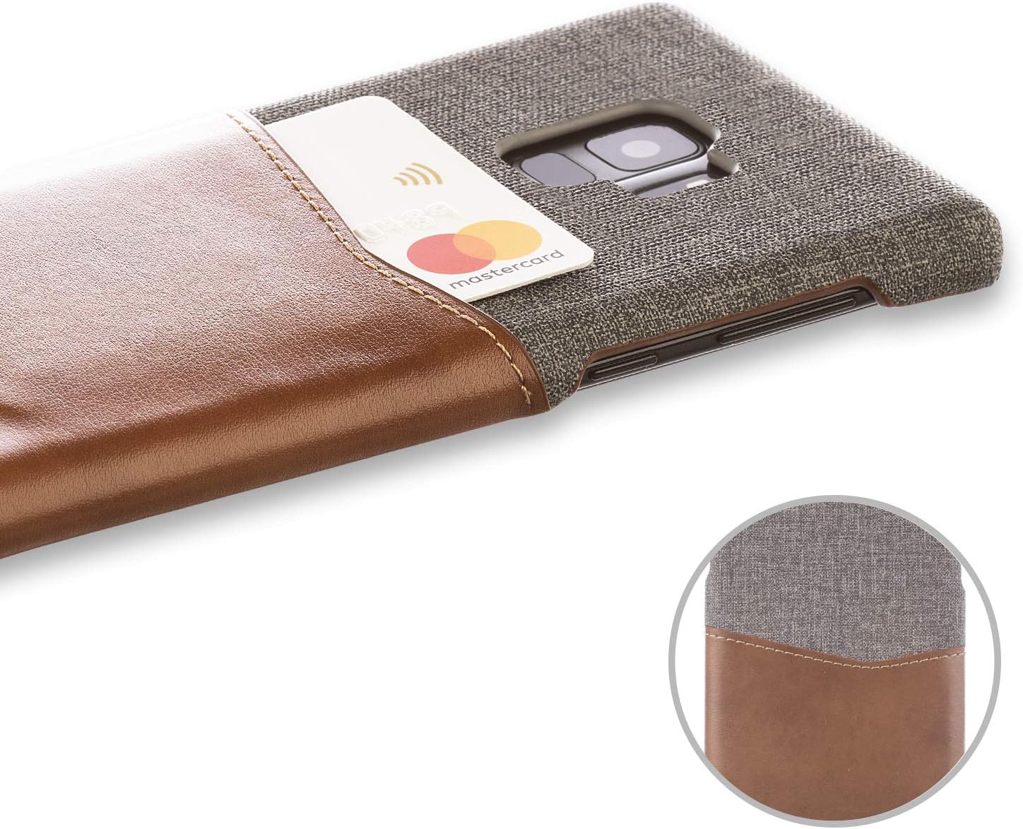 PU Leather Card Wallet Plastic Case for Samsung Galaxy S9 - Brown - Image 3