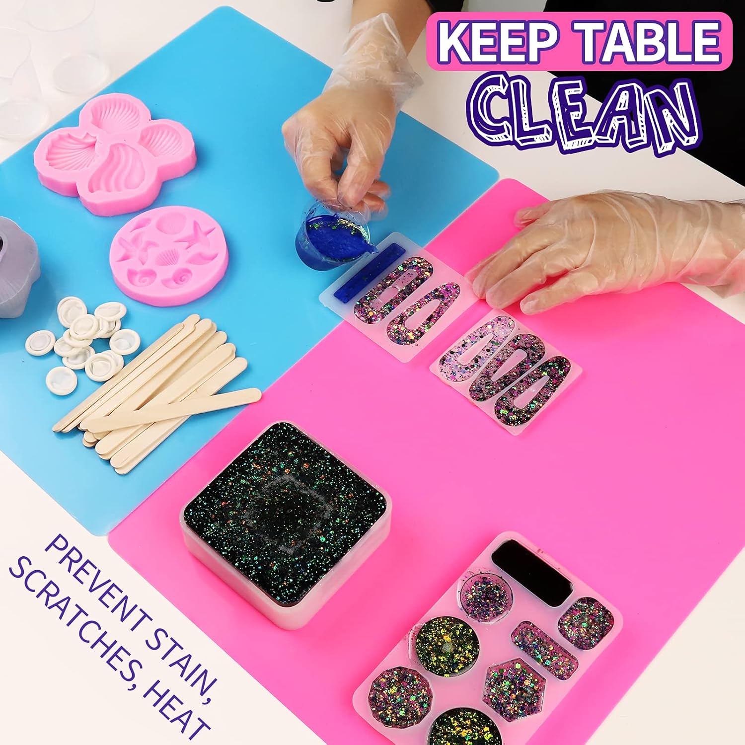 Silicone Mat, 2 Pack 15.7"x11.7" Large Silicone Sheet for Crafts Jewelry Casting - Image 5