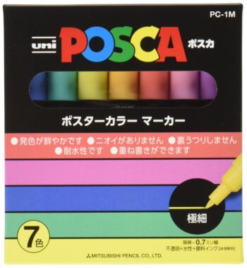 Posca Paint Marker Pen, Extra Fine Point, Set of 7 Natural Color (PC-1M 7C)