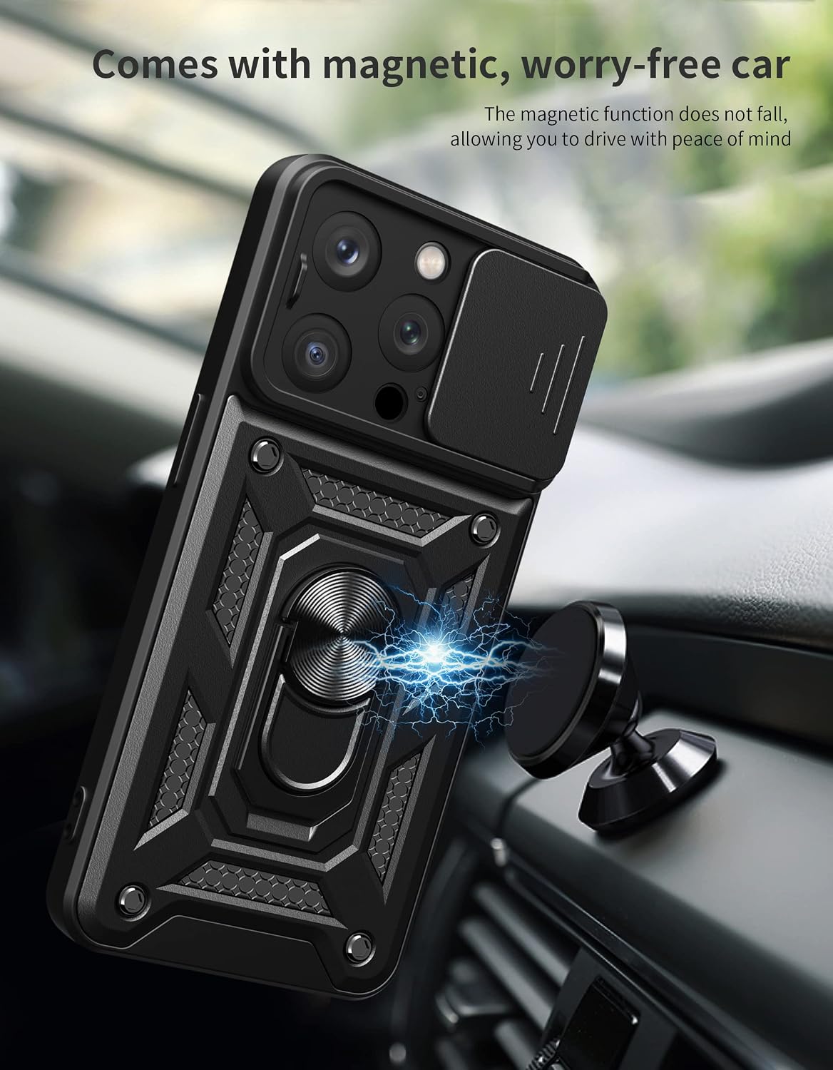 iPhone 15 Pro, Shockproof Hard PC Stand Protective Case - Image 3