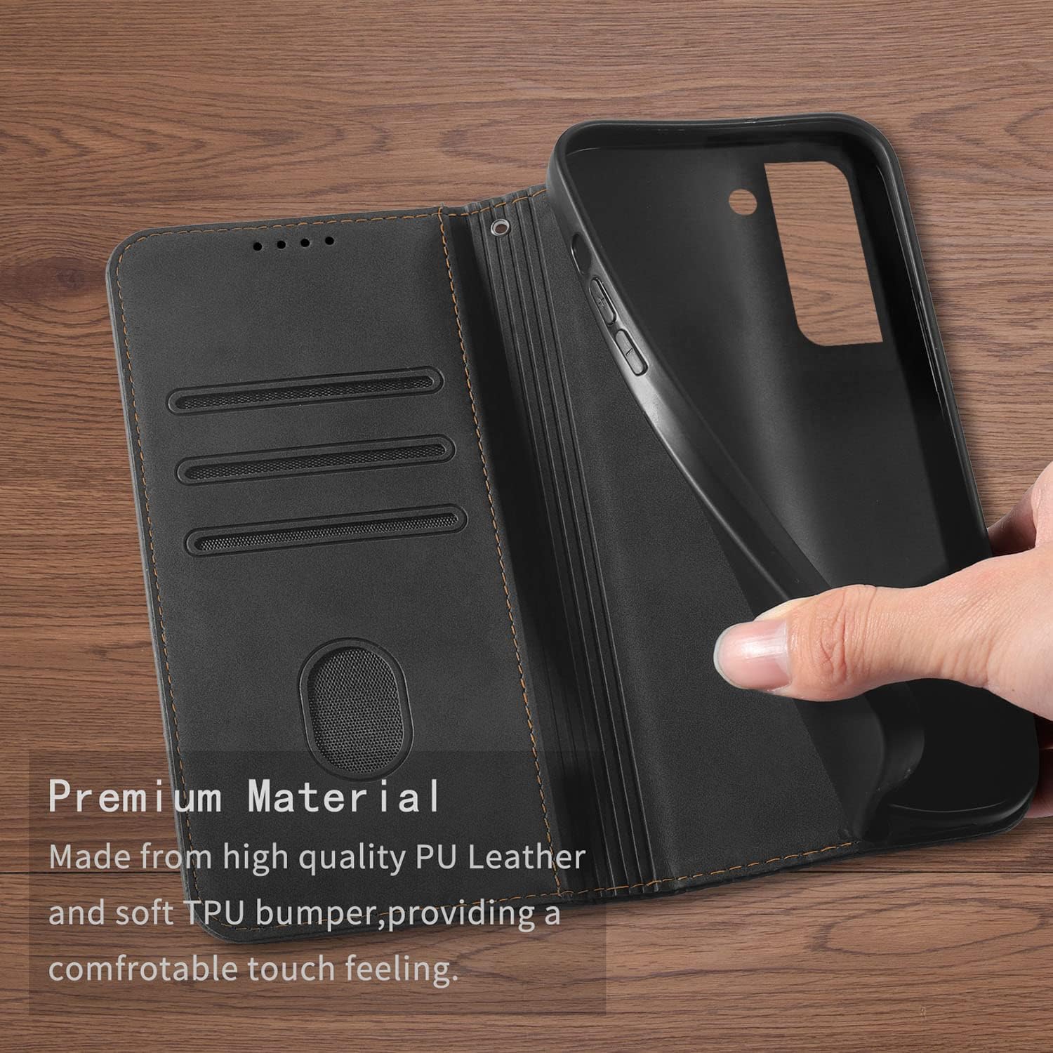 Samsung Galaxy S21 FE 5G, Shockproof PU Leather Flip Folio Cover with Card Slots - Image 4