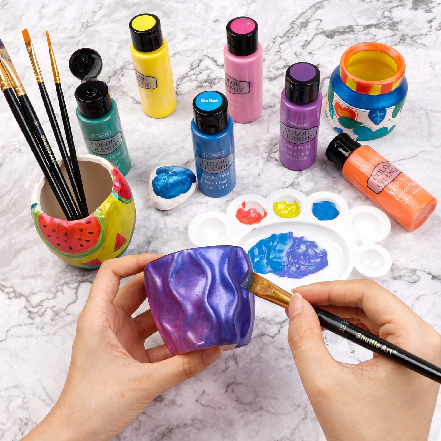 Iridescent Acrylic Paint Set, Shuttle Art 16 Chameleon Colours - Image 5