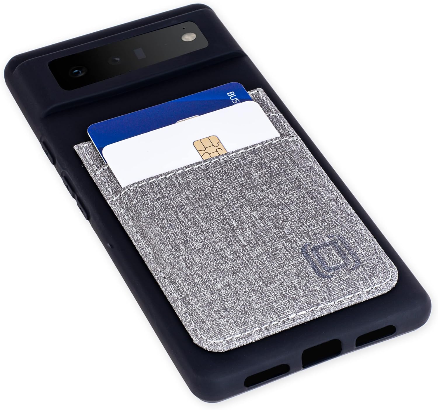 Google Pixel 6: Liquid Silicone Synthetic Leather Wallet Case (Black/Grey) - Image 5
