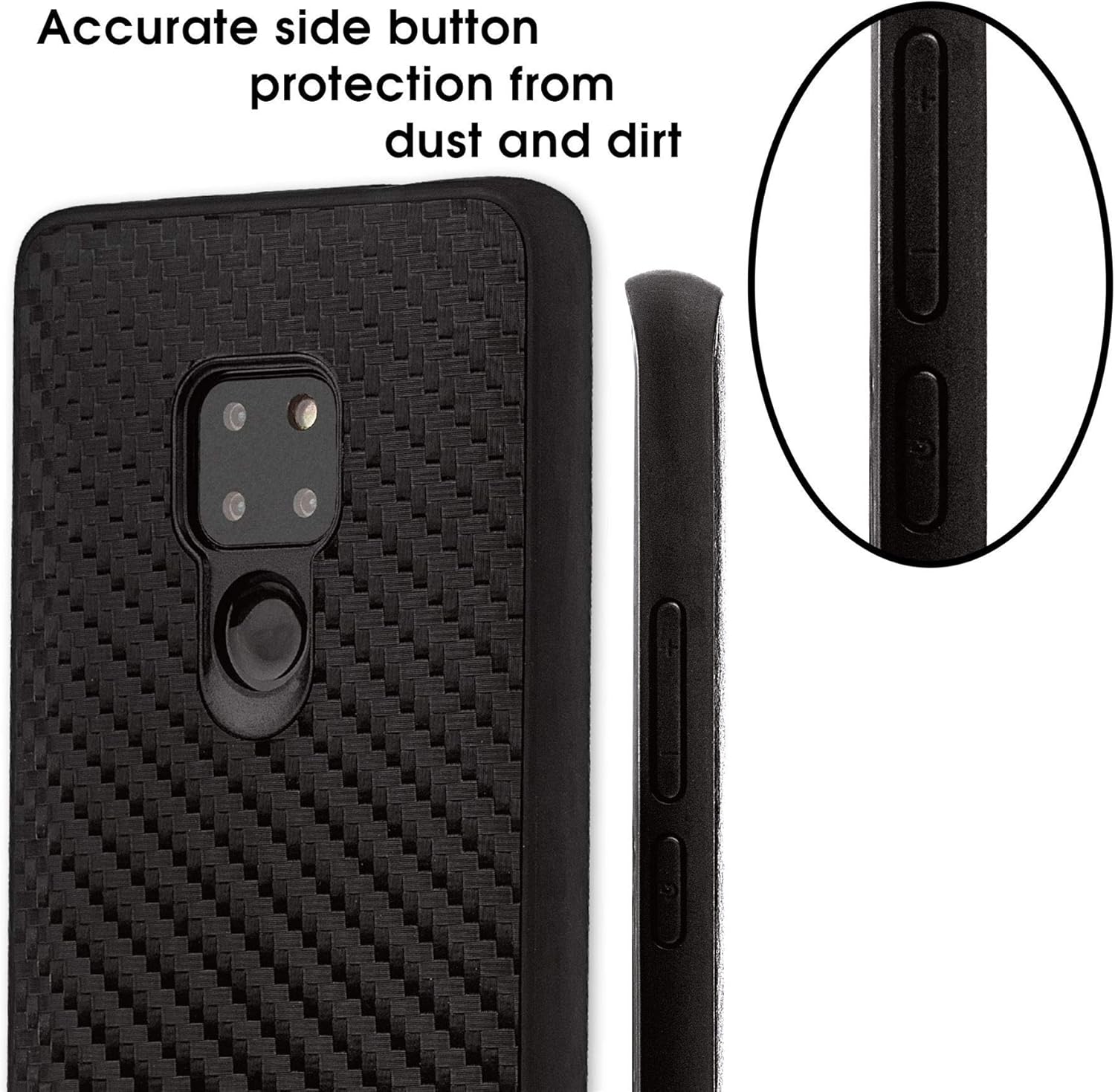 Carbon Texture Plastic Case Compatible with Huawei Mate 20 - Black - Image 3