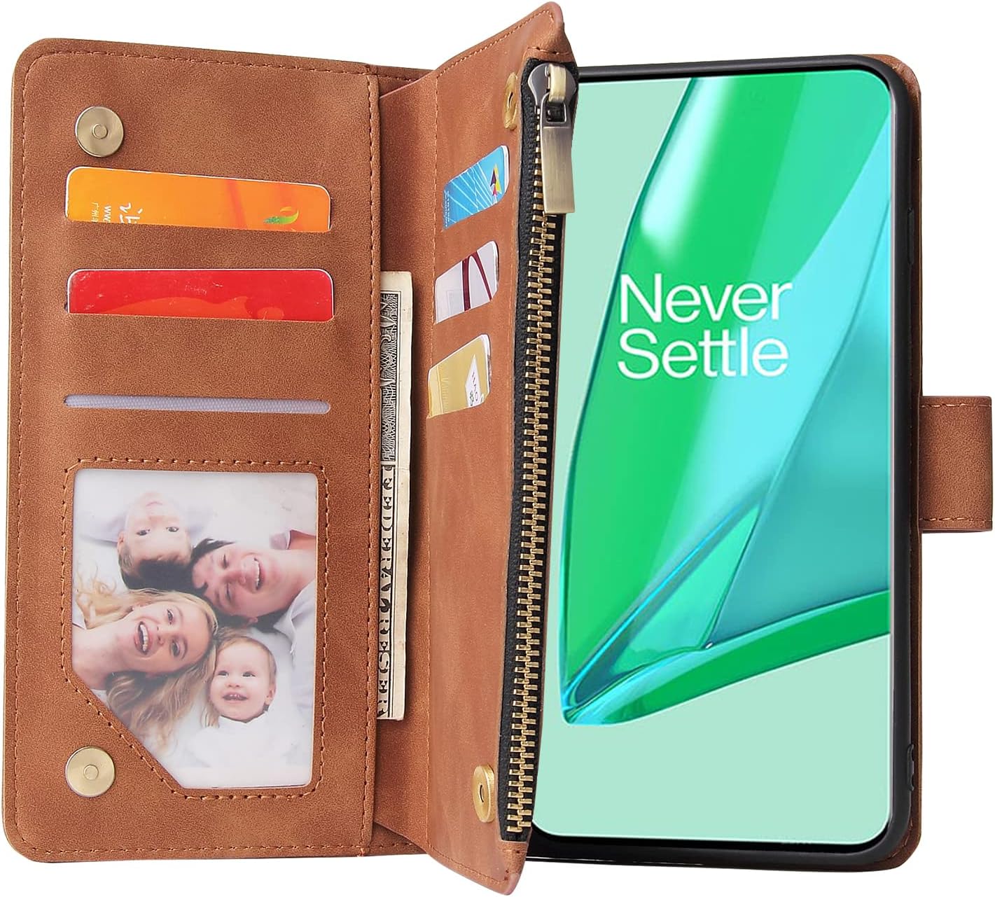 For OnePlus 9 Pro One 5G Tempered Glass Screen Protector Flip Wallet Case - Image 3