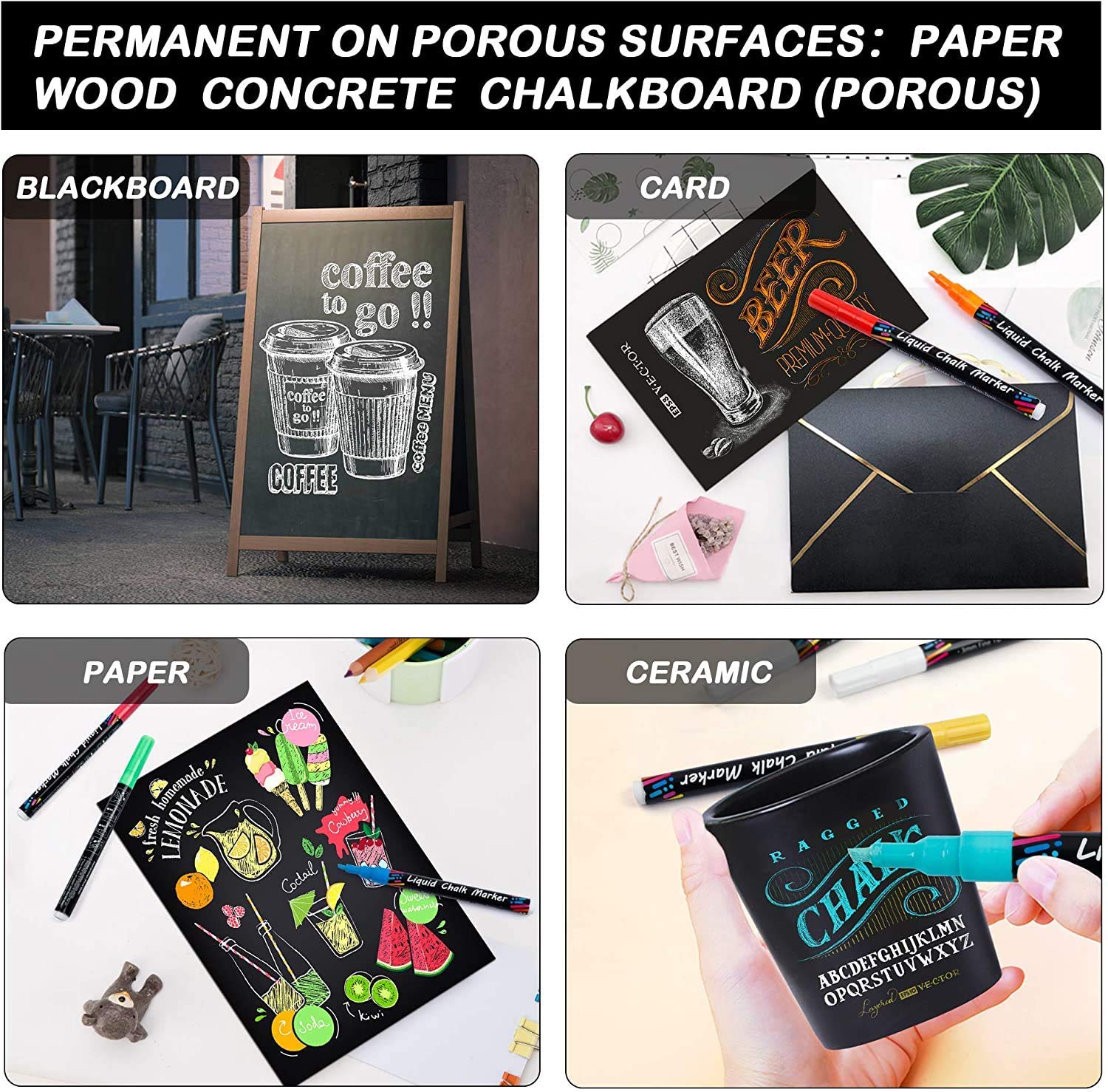 Chalk Markers, 24 Vibrant Colors Liquid Chalk Markers Pens for Chalkboards - Image 6