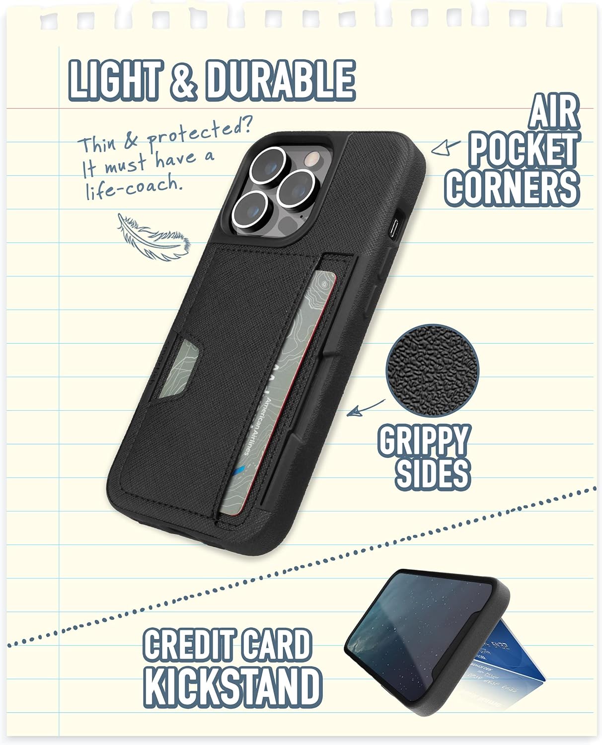 For iPhone 13 Pro Wallet Case - Slim + Protective Credit Card Holder - Image 4