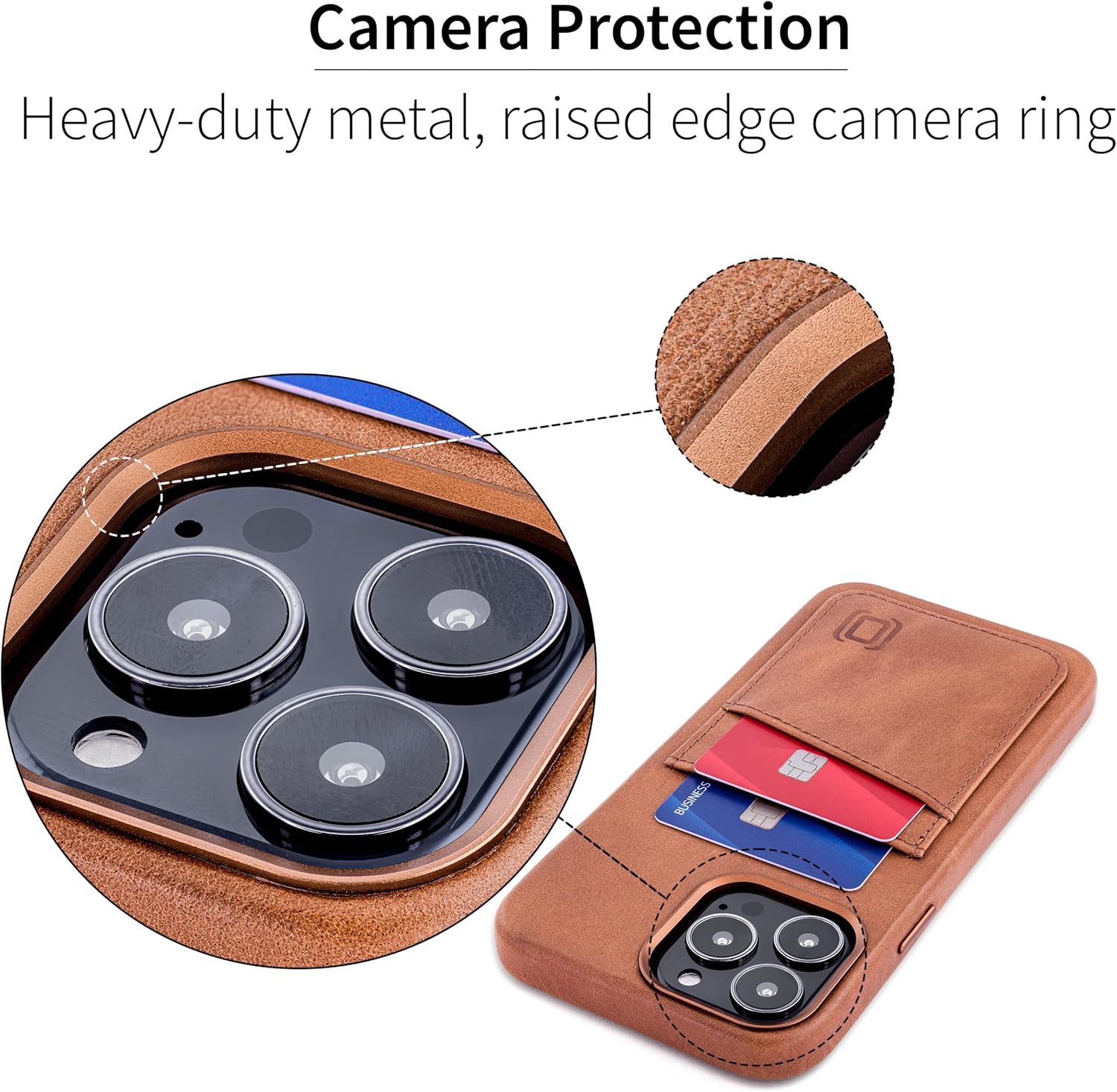 Genuine Leather Card Case for iPhone 13 Pro Max Metal Plate for Mounting - Image 4
