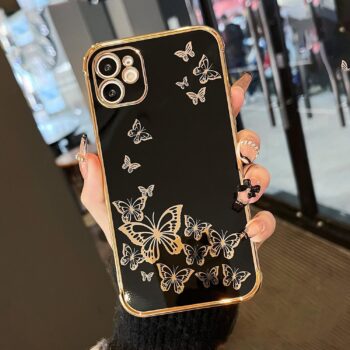 For iPhone 11 (6.1") Protective Gold Edge Shockproof Slim Case, Black