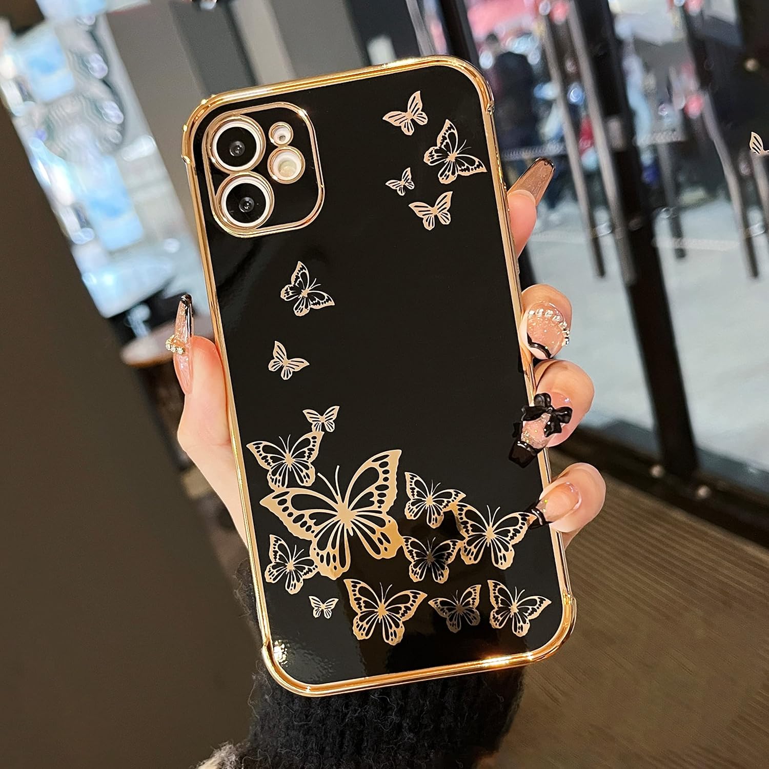 For iPhone 11 (6.1") Protective Gold Edge Shockproof Slim Case, Black