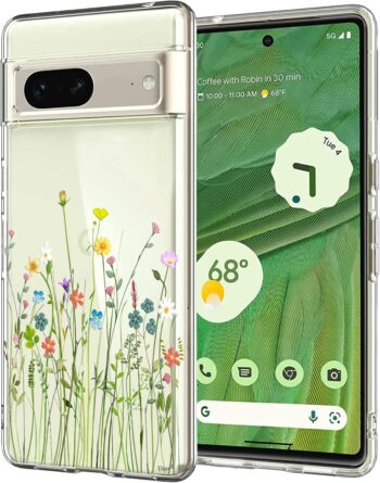 Pixel 7 Case Clear with Design Soft TPU Shock Absorption Slim (Flower Bouquet)