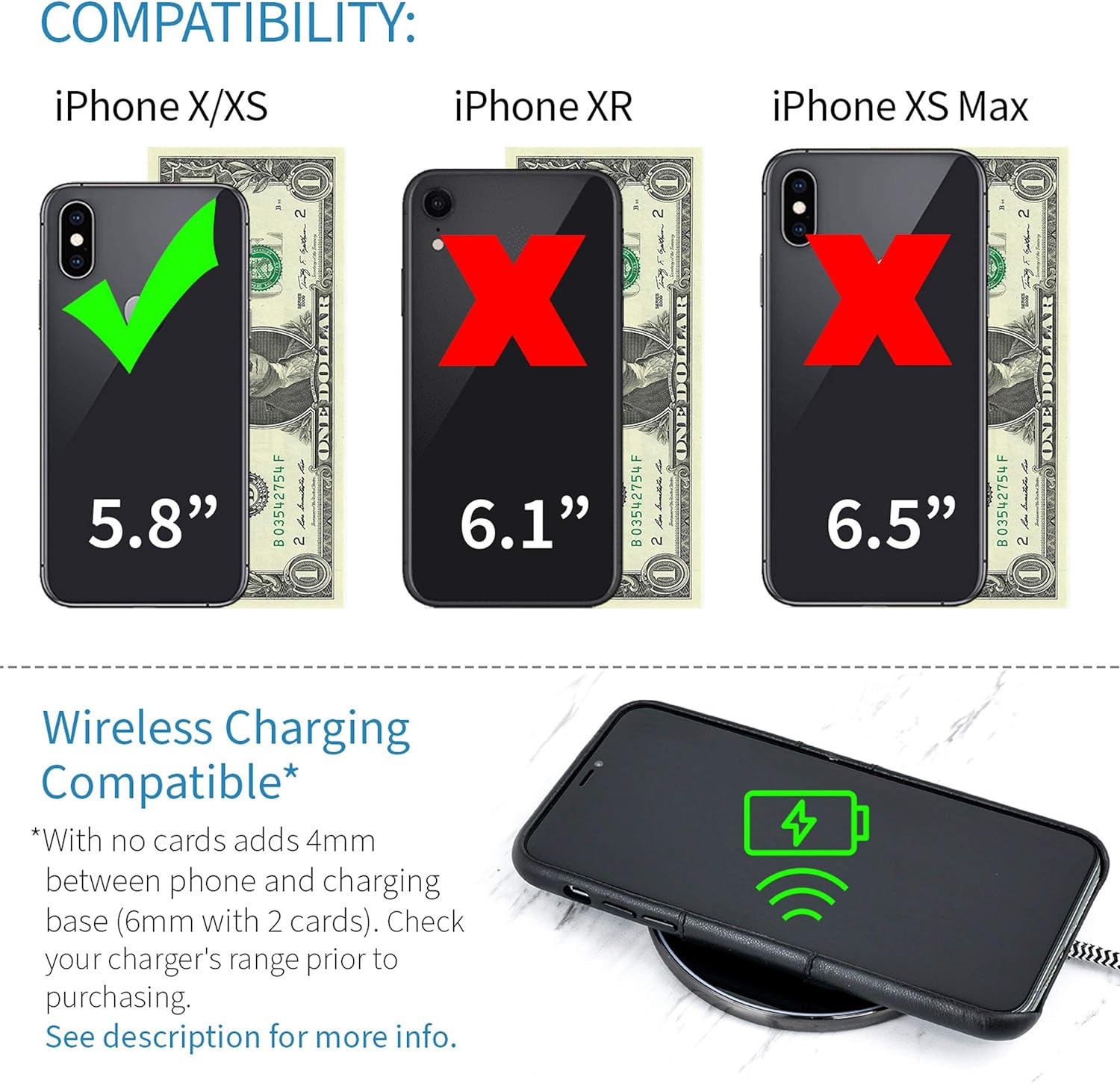 iPhone X/XS: Built-in Metal Plate for Magnetic Mounting Wallet Case - Image 2