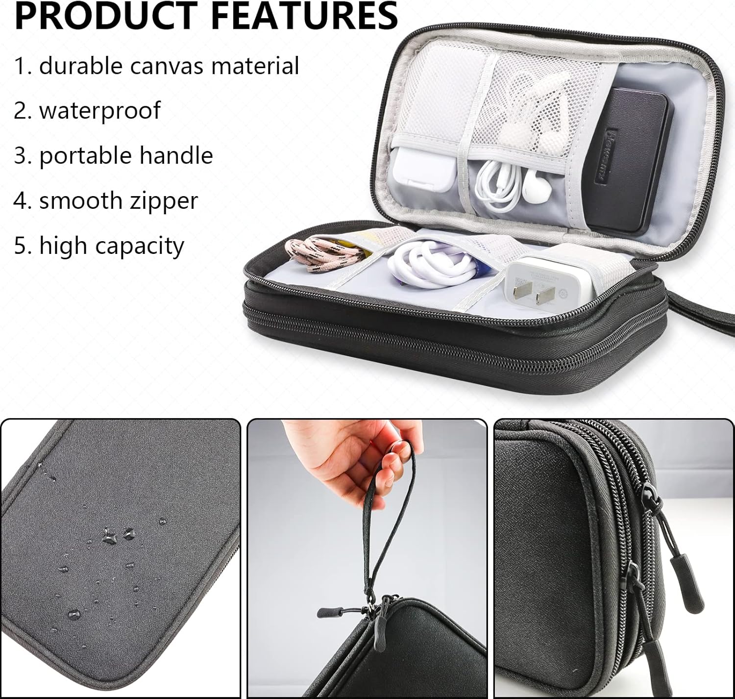 Cable Organizer Bag, Portable Travel cord organizer case, All in One Waterproof - Image 4