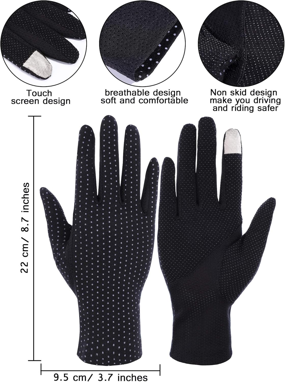 3 Pairs UV Gloves Sun Protection Women Driving Gloves, Summer Sunblock Gloves - Image 3
