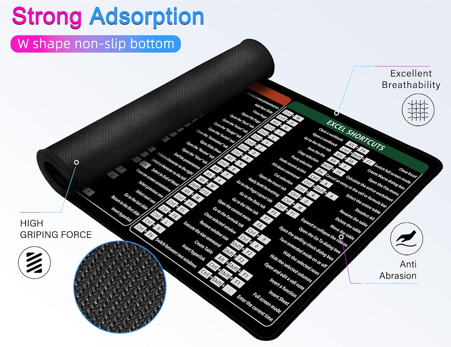 Shortcut Mouse Pad with Non-Slip Rubber Base-Smooth Surface - 80X30 cm - Image 3