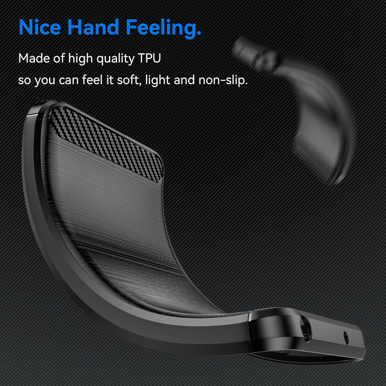 Case for Oppo A78 5G, Shock-Absorption Brushed Flexible Soft Carbon Fiber- Black - Image 4