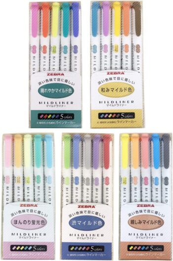 Mildliner highlighter pen set, 25 Pastel Colour set Count