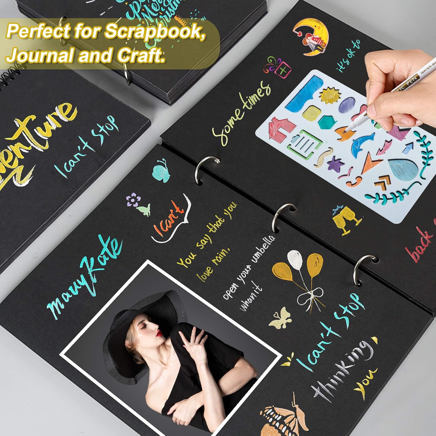 30 Pack Metallic Marker Pens, Lineon Fine Tip Paint Pens with 6 Stencils - Image 5