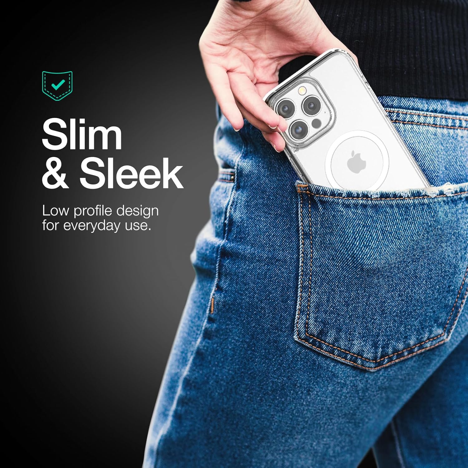 Clear Case w Privacy Screen Protector Designed for iPhone 15 Pro - Clear - Image 5