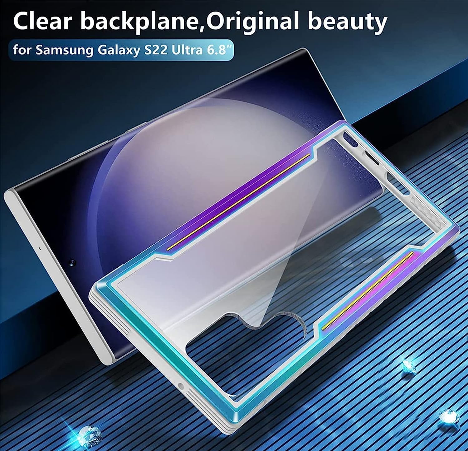 Case for Samsung Galaxy S22 Ultra, Heavy Duty Shockproof Slim Case - Iridescent - Image 2