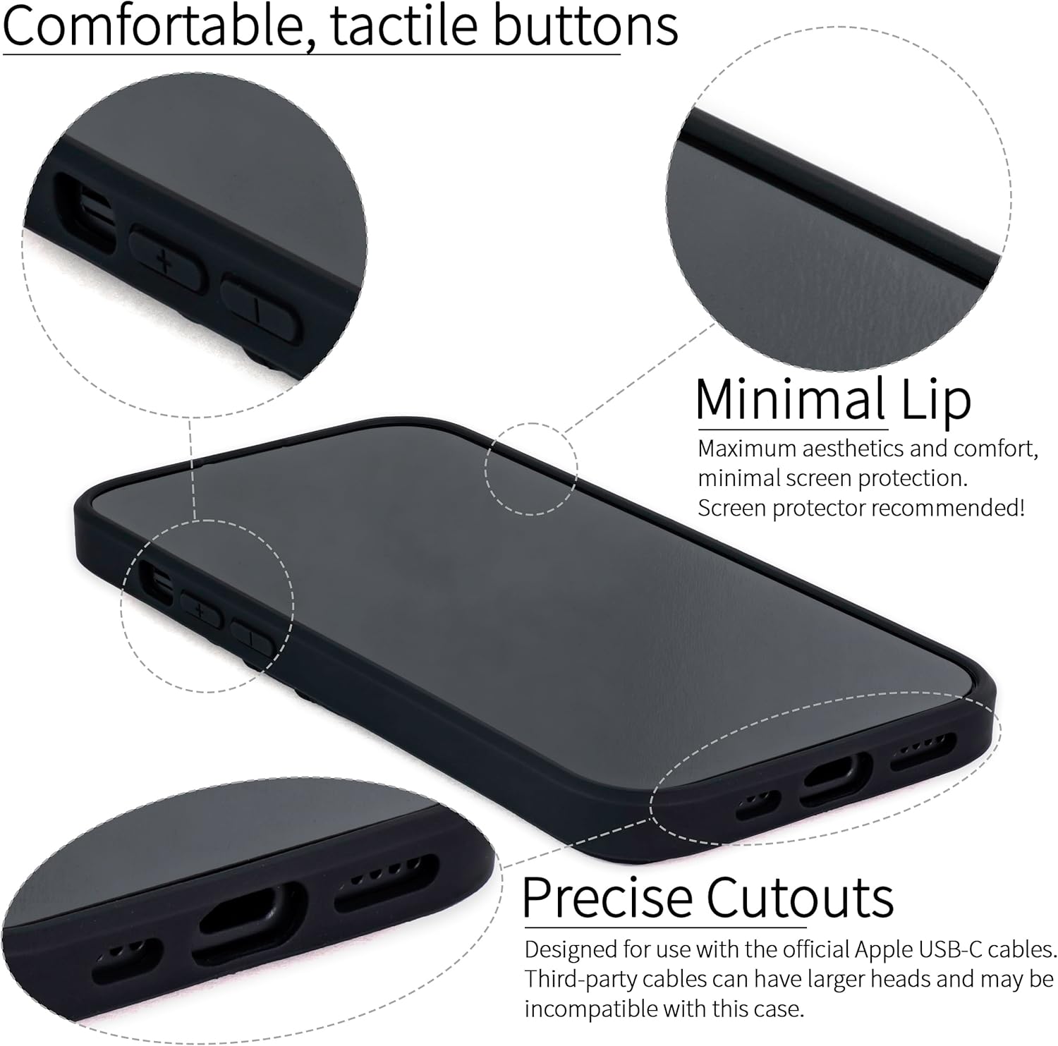 For iPhone 15 Pro with Recycled TPU Shell & 2 Stitched-on Card Slots - Black - Image 4