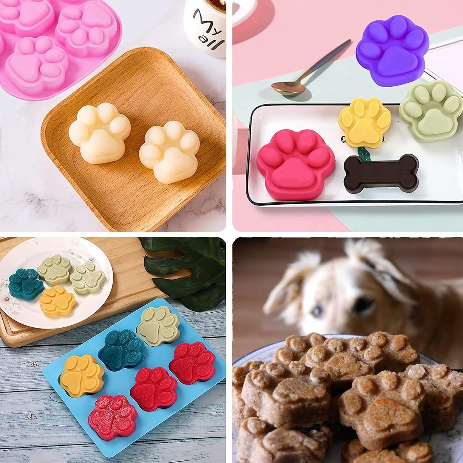 Set of 5, 2 Packs 6 Cavity Dog Paw Silicone Molds and 3 Packs Stainless Steel - Image 7
