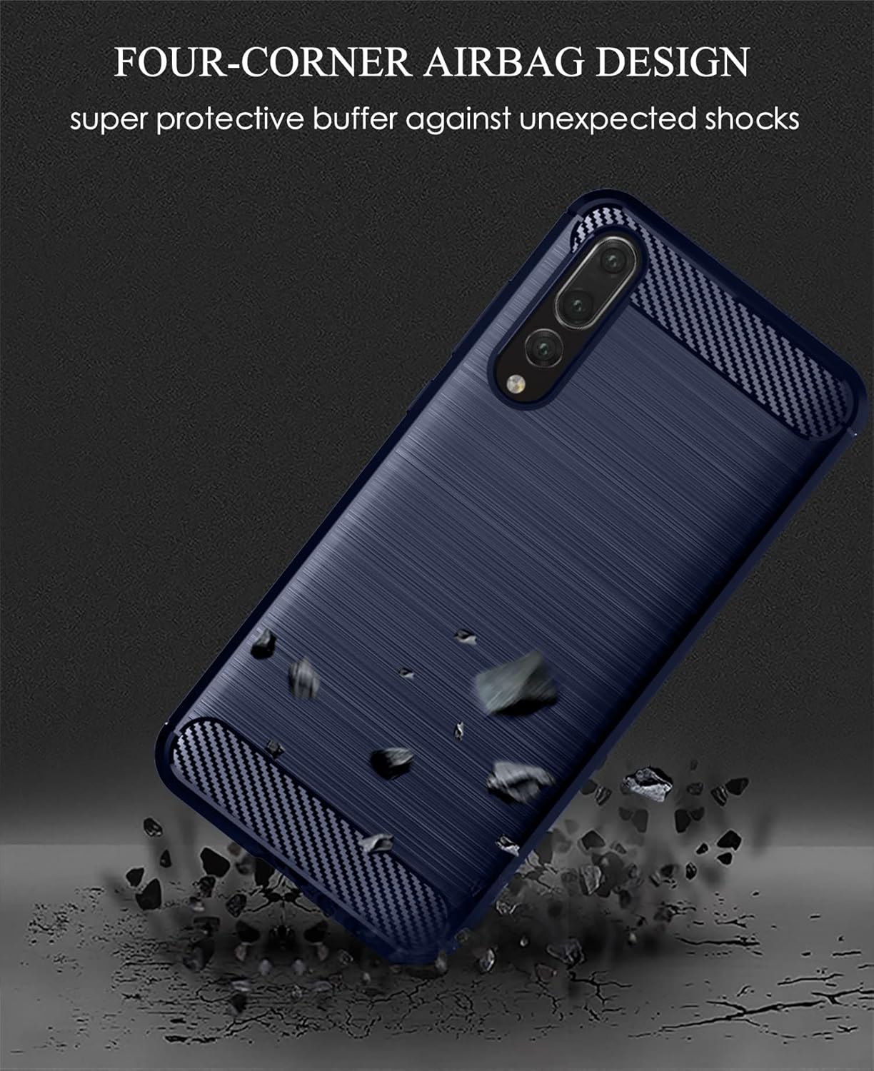 For Huawei P20 Pro Tempered Glass Screen Protector Slim Thin Case - Carbon Blue - Image 2