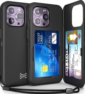 For iPhone 14 Pro Max Protective Shockproof Heavy Duty Wallet Case - Black