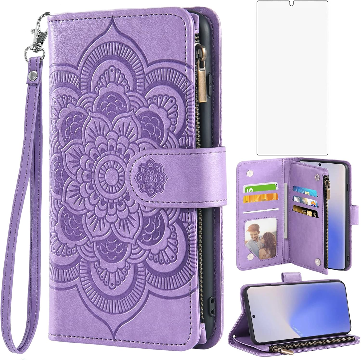For Samsung Galaxy Note 20 5G Tempered Glass Screen Protector and Flip Wallet