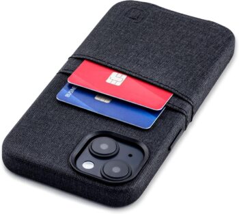 For iPhone 14 w Built-in Metal Plate for Magnetic Mounting & 2 Card Holder Case