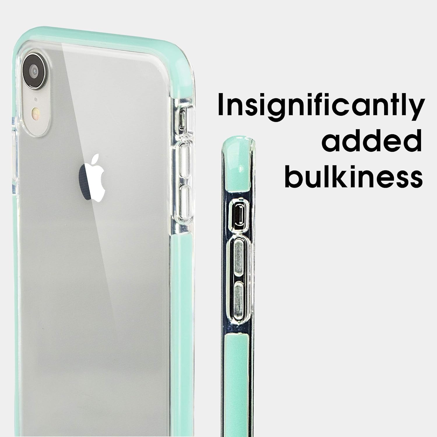 Clear Hybrid TPU Phone Case for Apple iPhone XR - Clear/Mint - Image 4