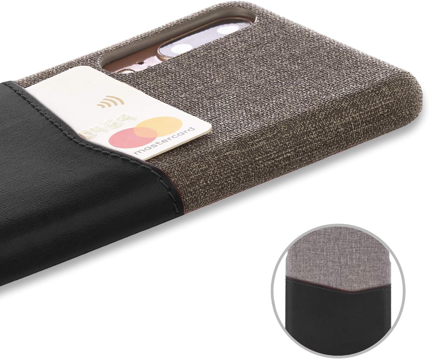 Card Wallet Plastic Phone Case Compatible with Huawei P20. PU Leather - Black - Image 3