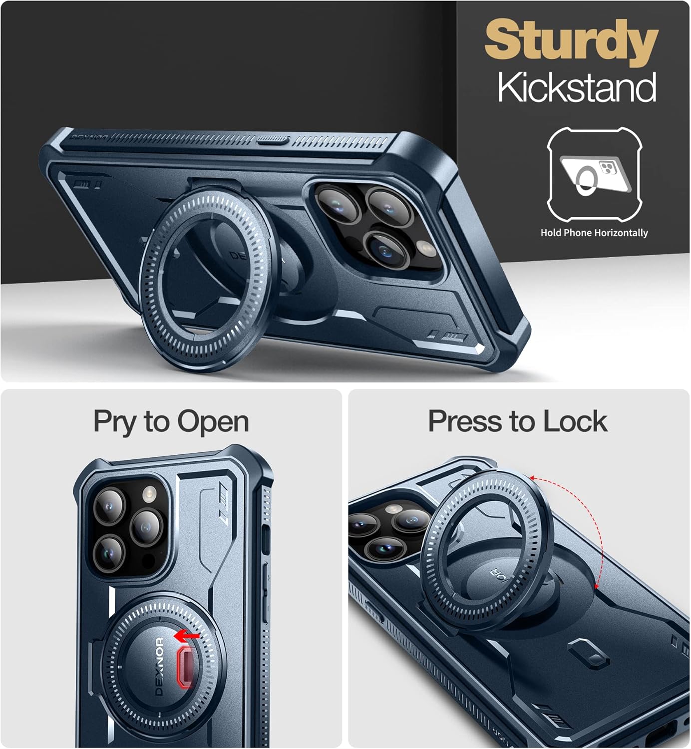 For iPhone 14 Pro Max Screen Protector and Heavy Duty Kickstand Protection Case - Image 4