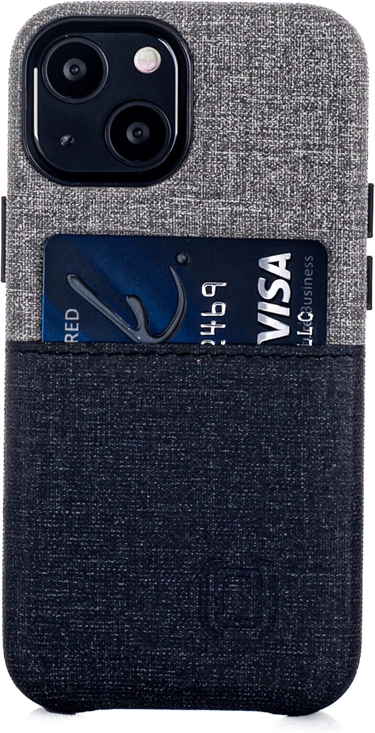 Wallet Case for iPhone 13 Mini w Built-in Metal Plate for Mounting - Black/Grey - Image 9