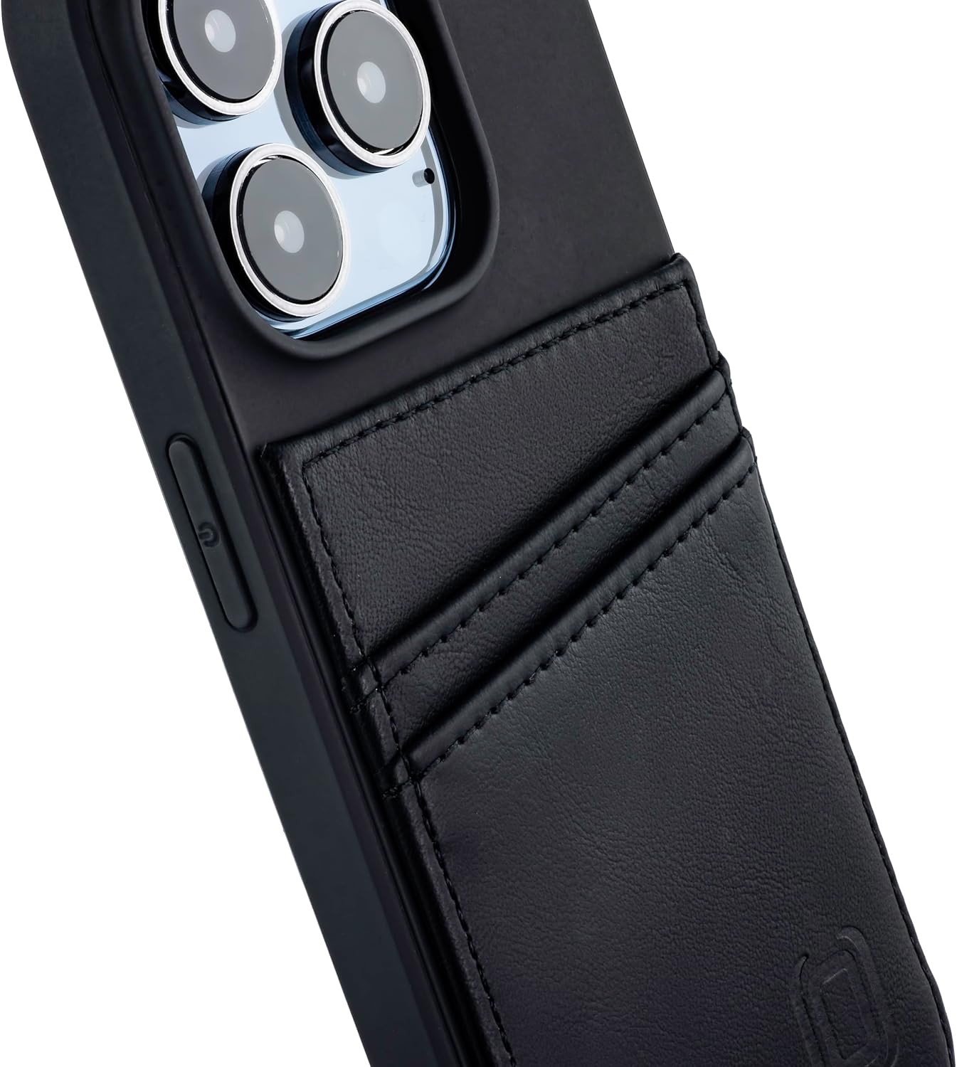 For iPhone 15 Pro with Recycled TPU Shell & 2 Stitched-on Card Slots - Black - Image 6