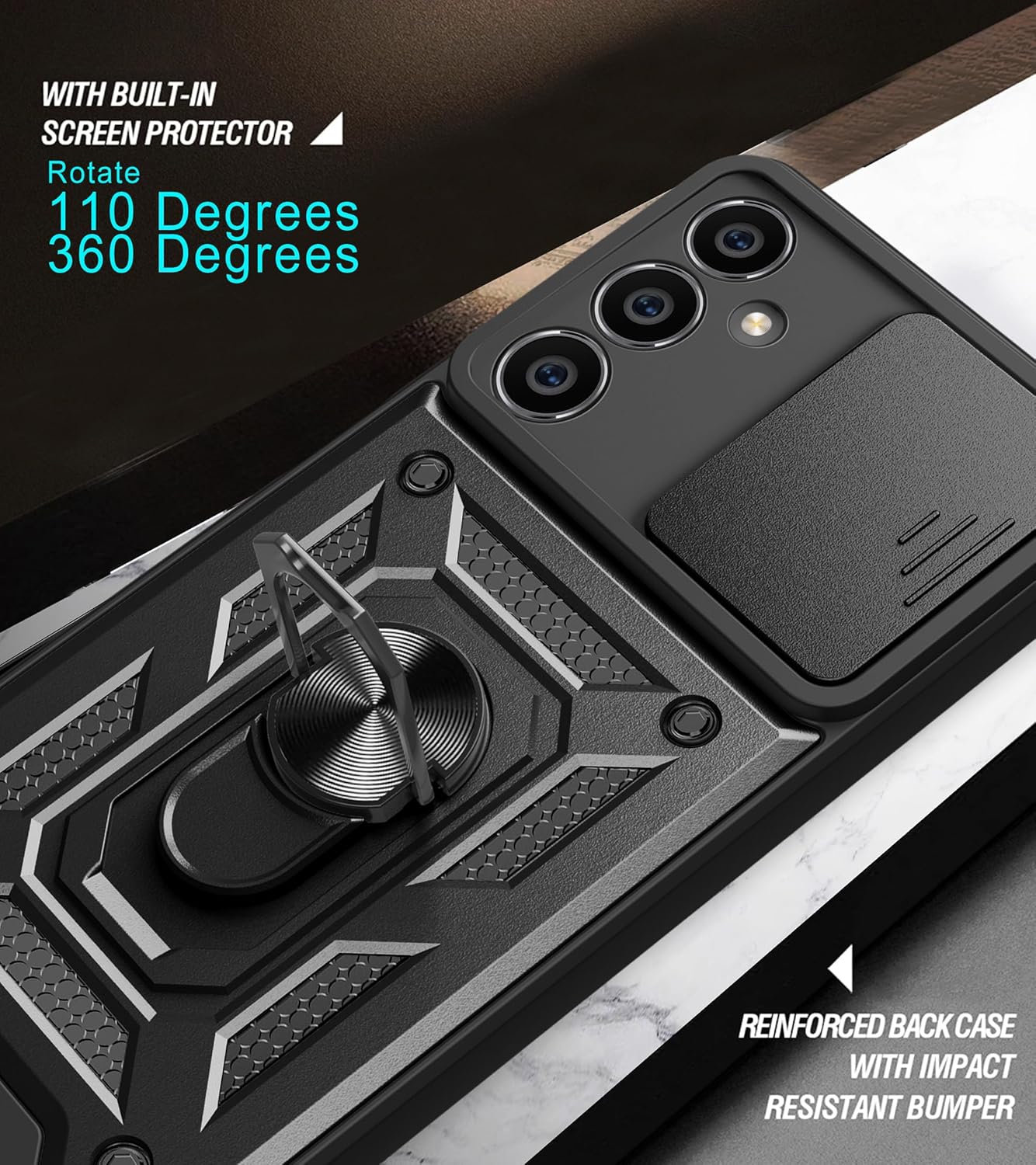 Samsung Galaxy S23 FE, Hard Shockproof PC Protective Case With Kickstand - Image 6