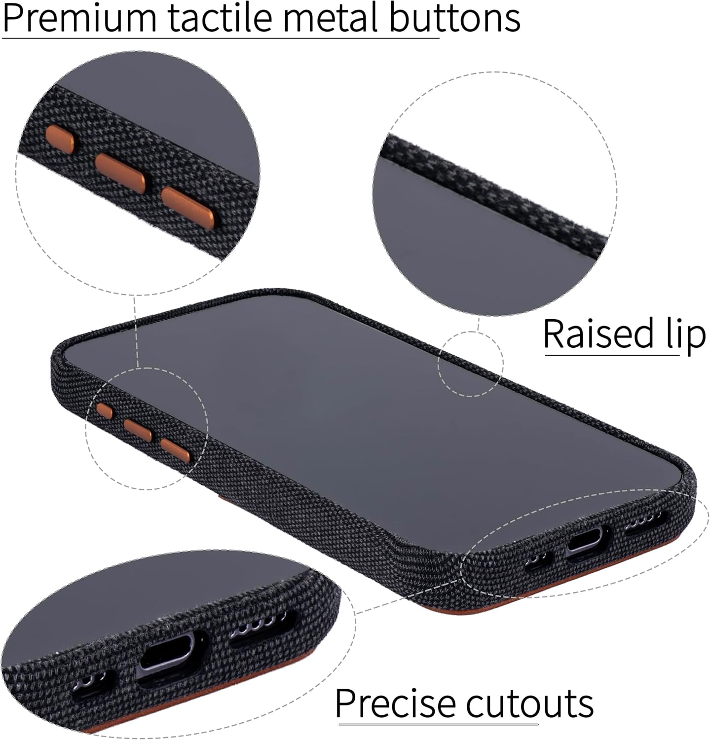 Fabric Card Case for iPhone 15 Pro w Built-in Metal Plate for Magnetic Mounting - Image 5